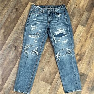 American Eagle Outfitters Distressed High Rise Blue Jeans